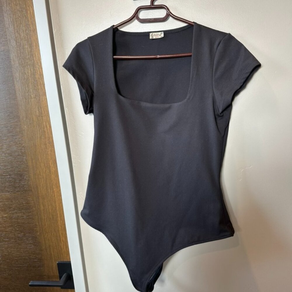 Black Free People Body Suit, Scoop Top, Large
